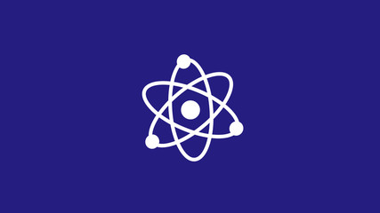 White atom icon on blue dark background,New atom icon