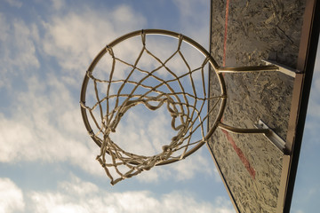 Concept of winning. Basketball basket scoring