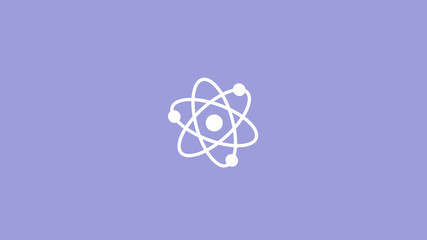 New white atom icon on blue light background,science icon