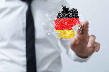 map of Germany. Wire frame 3D mesh