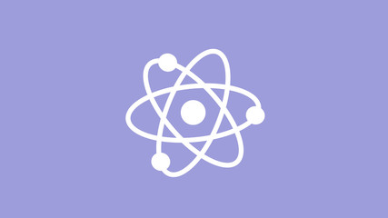 New white atom icon on blue light background,science icon