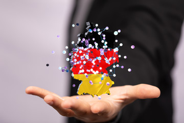 Abstract of germany map network, internet and global connection concept, Wire Frame 3D mesh polygonal network line, design sphere, dot and structure.