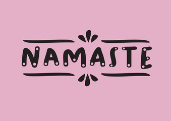 Namaste word with design lettering. Vector illustration of indian language hello phrase.