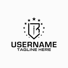 LR monogram letter military logo design.