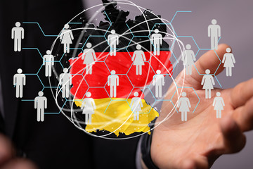 map of Germany. Wire frame 3D mesh