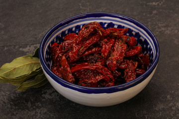 Dry tomato heap in the bowl