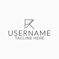 Design logo monoline pk letters with a minimalist style.