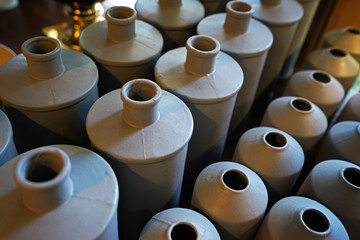 Stacks of ceramic porcelain container