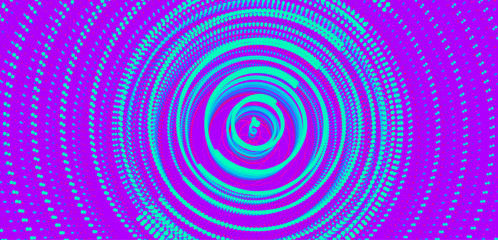 Abstract circular background with dynamic dots. Radial structure for science or technology.  Network illustration with particle. 3D grid surface.