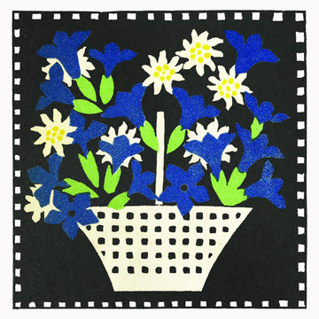 Basket of flowers vector