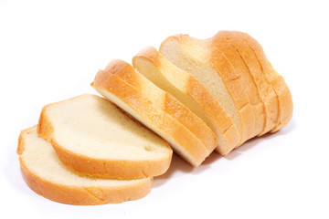 small slices of sliced bread isolated on a white background.
