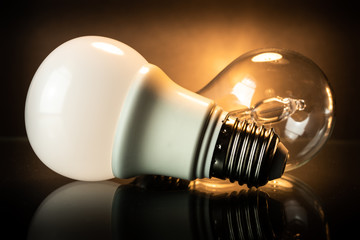 LED and halogen bulb.