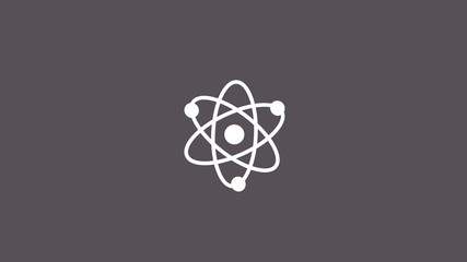 New white atom icon on gray background,science icons