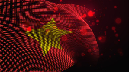 Vector bright glowing country flag of abstract dots. Vietnam