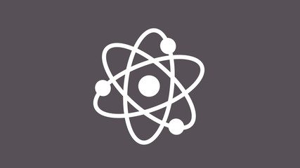 New white atom icon on gray background,science icons