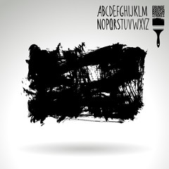 Black brush stroke and texture. Grunge vector abstract hand - painted element. Underline and border design.