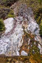 Fototapeta na wymiar The splendor of the magical diamond waterfall Orakei Korako. North Island of New Zealand