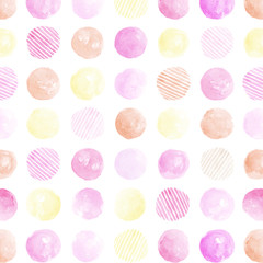Pink watercolor circle patterned seamless background vector