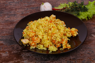 Traditional Pilaf with chicken and carrot