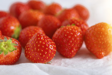 strawberries on white background, summertime concept