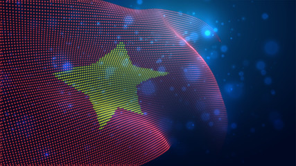 Vector bright glowing country flag of abstract dots. Vietnam