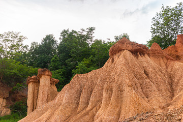 Sandstone that has been naturally eroded makes various shapes, Phrae Province, Thailand, Geology