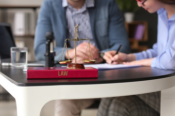 Man visiting lawyer in office
