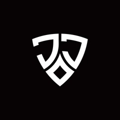 JJ monogram logo with modern shield style design template