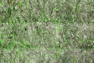 Green fabric texture with pile and thread, closeup background