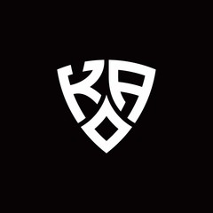 KA monogram logo with modern shield style design template