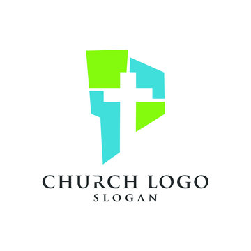 Church logo modern vector graphic template
