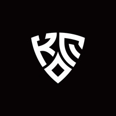 KQ monogram logo with modern shield style design template