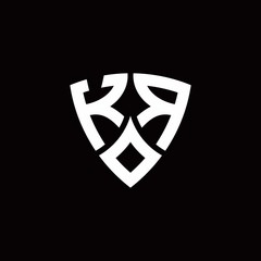 KR monogram logo with modern shield style design template