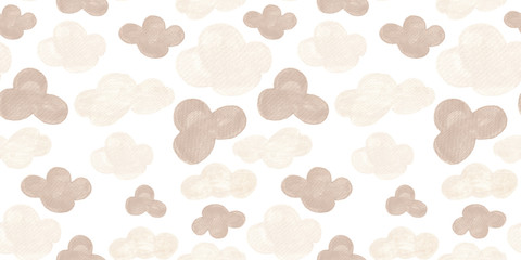 Watercolor seamless pattern with clouds