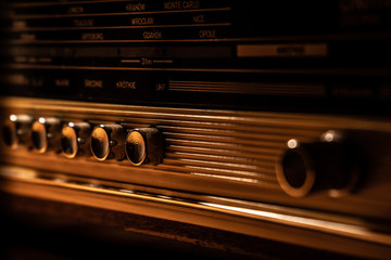 Vintage old radio in brown.