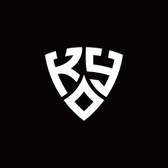 Naklejka premium KY monogram logo with modern shield style design template