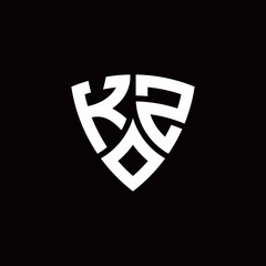 Naklejka premium KZ monogram logo with modern shield style design template