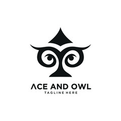 owl and ace logo vector icon illustration line art download quality
