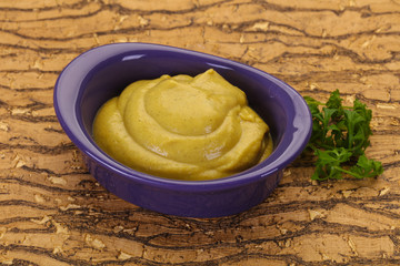 Mustard sauce in the bowl