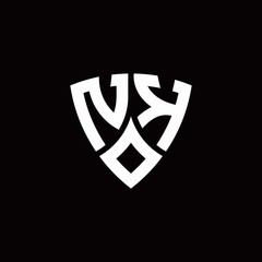 NK monogram logo with modern shield style design template