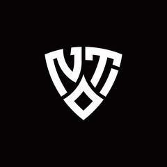 NT monogram logo with modern shield style design template