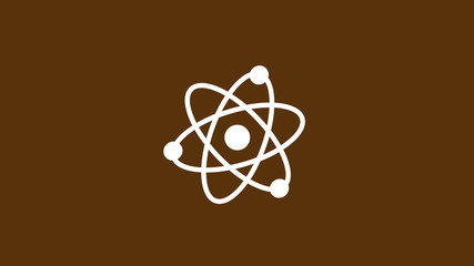 White atom icon on orange dark background,New atom icon,technology