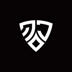QJ monogram logo with modern shield style design template