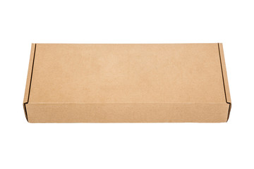 Cardboard box is isolated on a white background.
