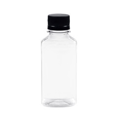 Plastic bottle with a black lid. Isolated.