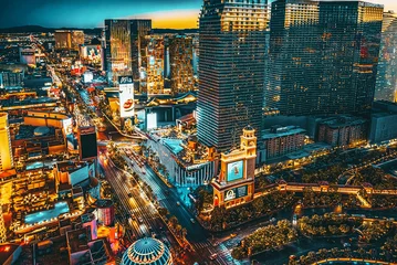 Fotobehang Las Vegas Hoofdstraat van Las Vegas-is de Strip in avondtijd.