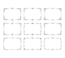 Vintage square frames set. Ornate filigree borders. Vector isolated swirl decor. Royal wedding invitation card templates. © Kirill