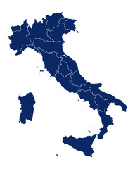 Karte von Italien mit Regionen und Grenzen