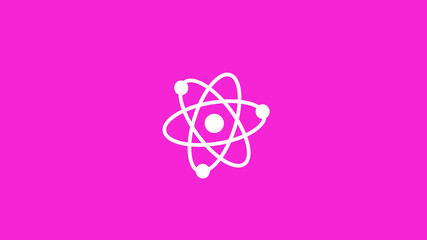 Amazing white atom icon on pink background,New atom icon