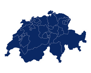 Karte der Schweiz mit Regionen und Grenzen